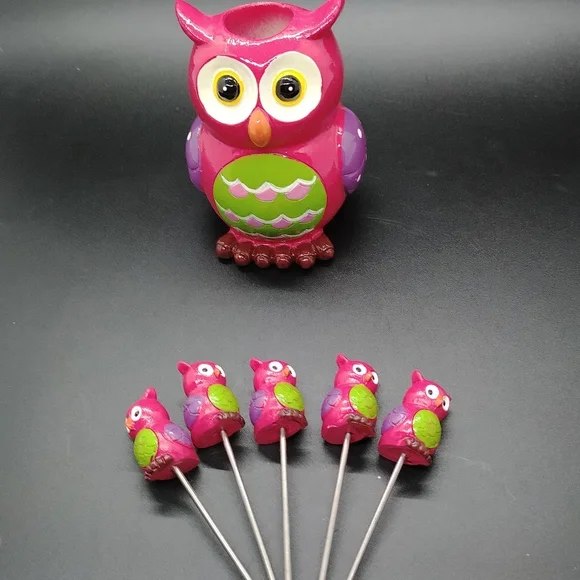 Owl cocktail fork set with owl holder - Picture 12 of 16
